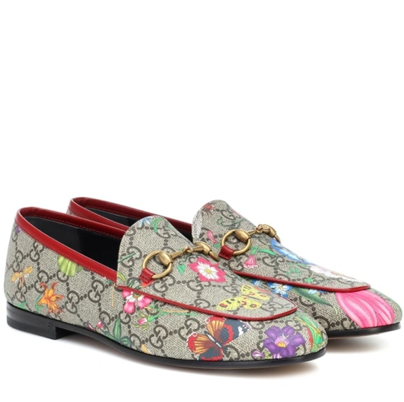 GUCCI Jordaan Multicolor Supreme GG canvass floral print  malaga kid Loafers - Picture 9 of 16
